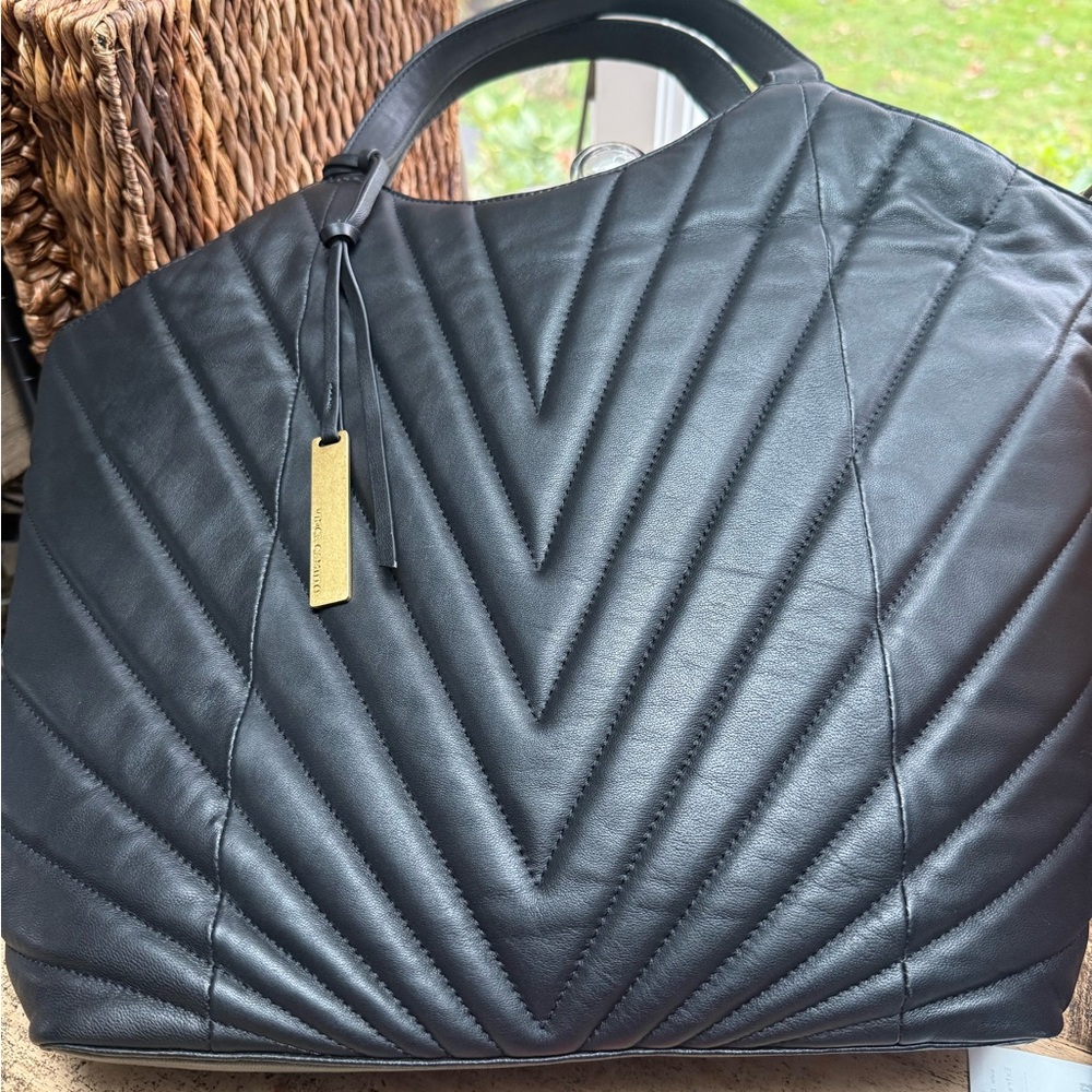 Vince Camuto Black Quilted Tote Bag